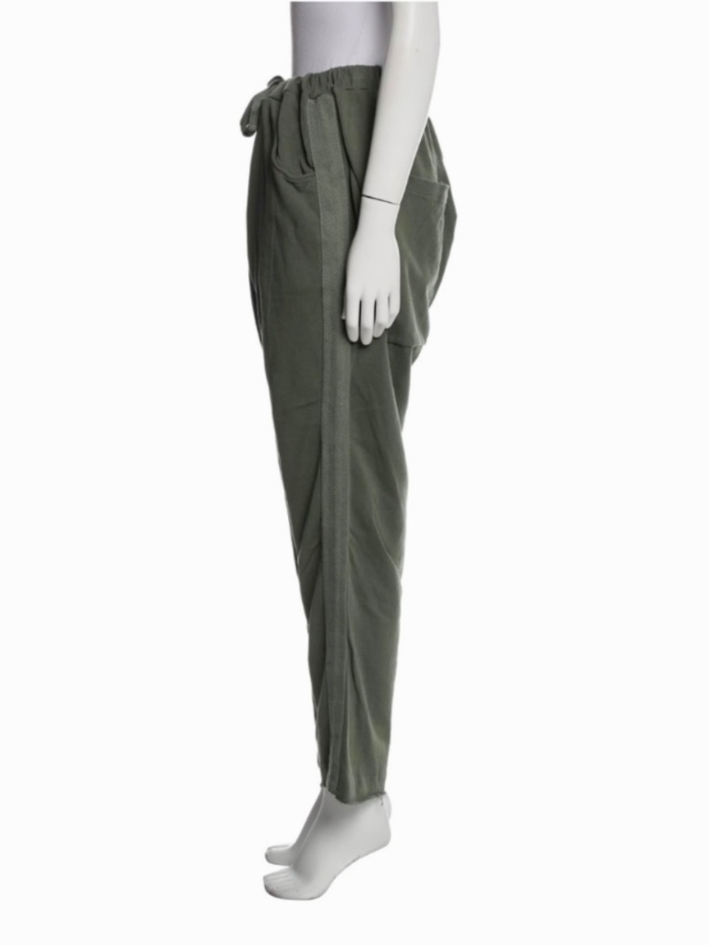 Rundholz Black Label Olive Green Side Ribbon Tape Drop Crotch Trousers